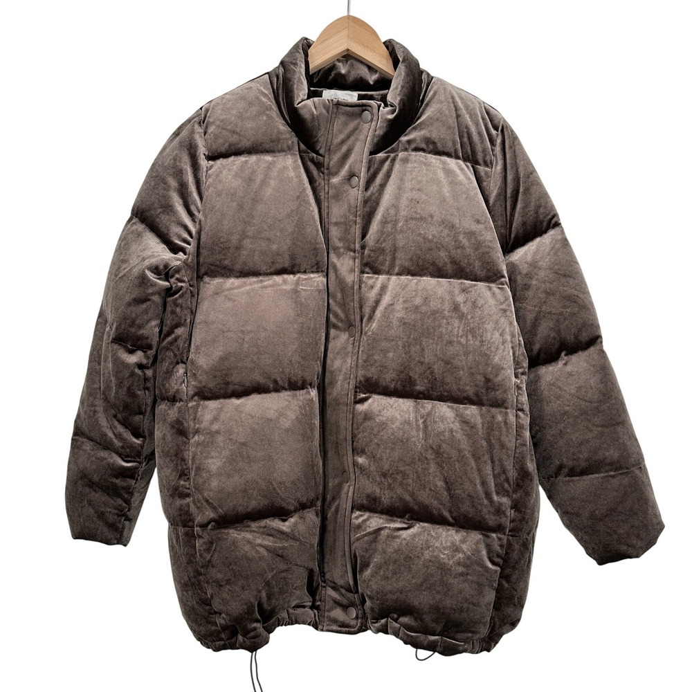 Seraphine Brown Velvet Maternity Puffer Jacket Down Fill Coat US 6 NWOT *READ*‎